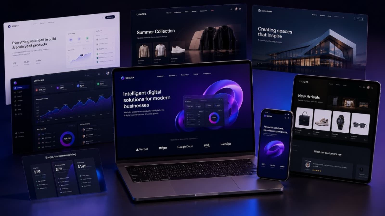 Conceptual AI automation dashboard with workflows, chatbots, lead pipelines, and analytics